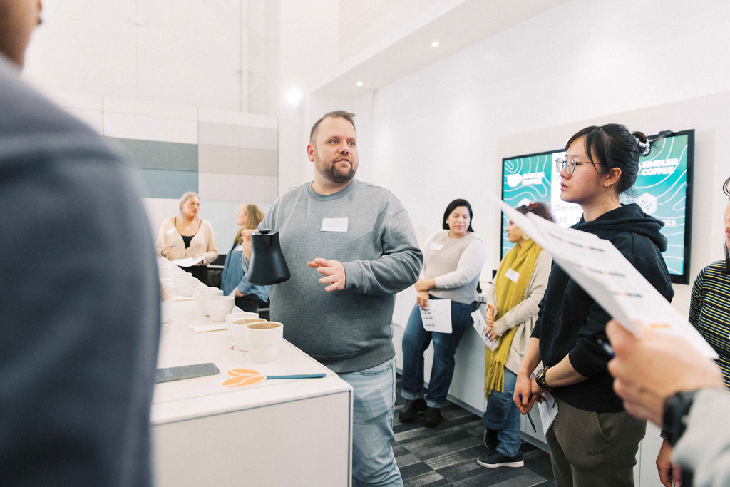 Trent Rollings leading a coffee tasting session