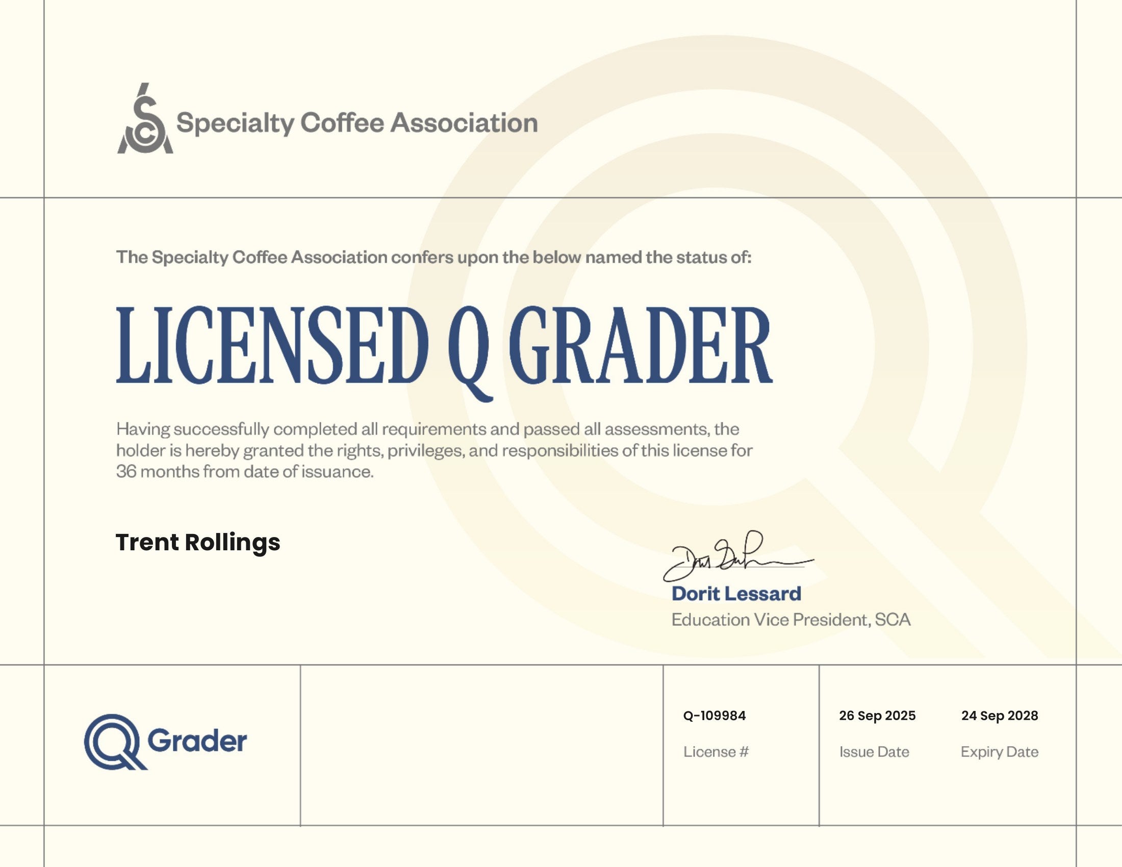 Sample grading report, page 5 of 5